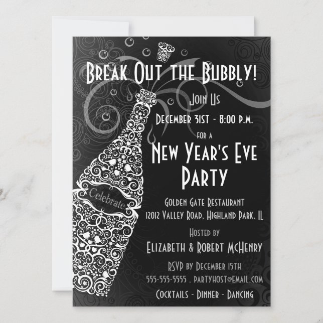 Invitation Célébration de Champagne pour la Fête du Nouvel An (Devant)