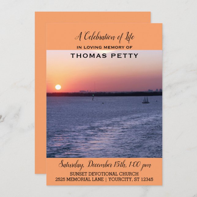 Invitation Célébration de coucher du soleil de voilier (Devant / Derrière)