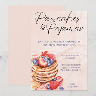 Invitation Célébration de crêpes à l'aquarelle et de pyjamas
