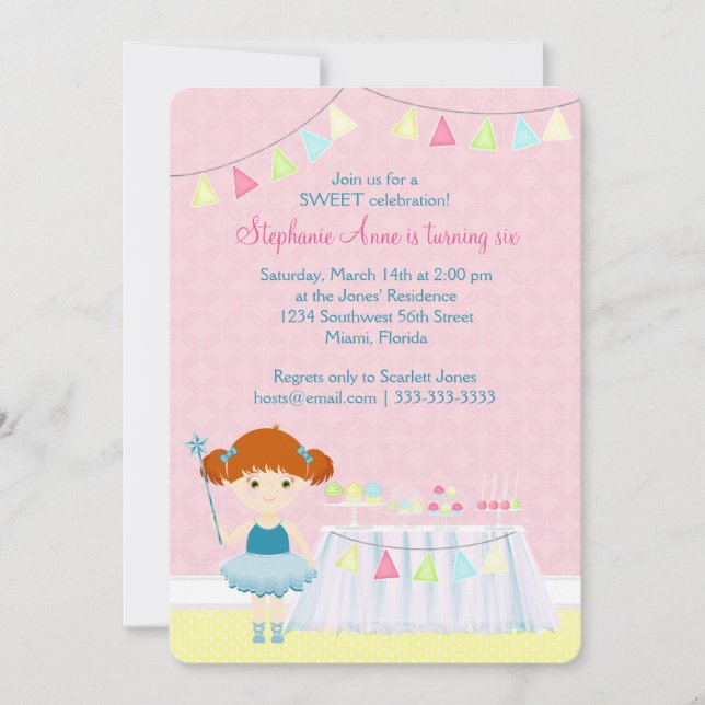 Invitation Célébration de Cupcake de Ballerine Douce (Devant)