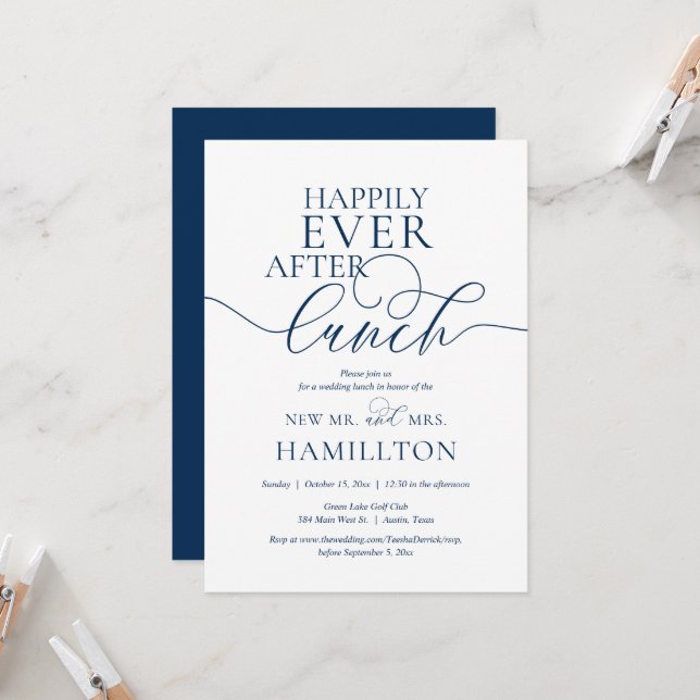 Invitation Célébration de déjeuner d'après-mariage Heureux à  (Devant/Arrière en situation)