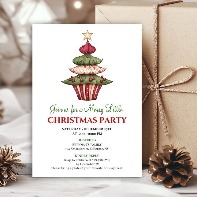 Invitation Célébration de dîner d'arbre de Noël de designer é (Stylish designer Christmas tree dinner celebration)