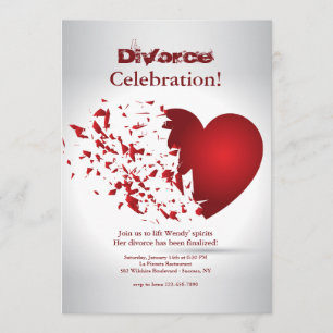 Invitation Célébration de divorce du coeur brisé