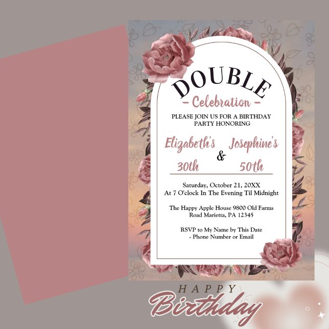 Invitation Célébration de double anniversaire floral  (Créateur téléchargé)