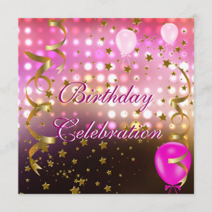 Invitation Célébration de fête d'anniversaire lumières roses