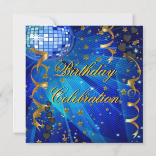 Invitation Célébration de fête d'anniversaire Rétro boule dis