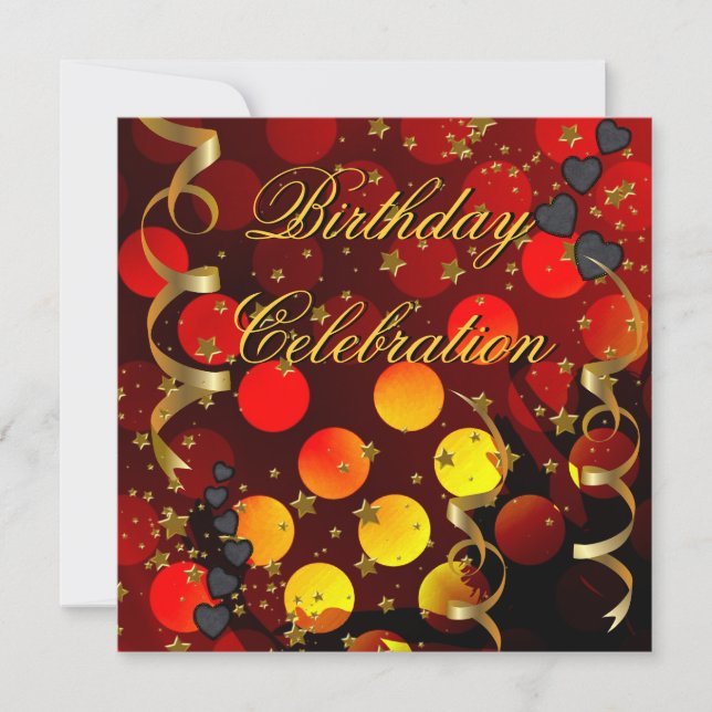 Invitation Célébration de fête d'anniversaire rétro rouge noi (Devant)