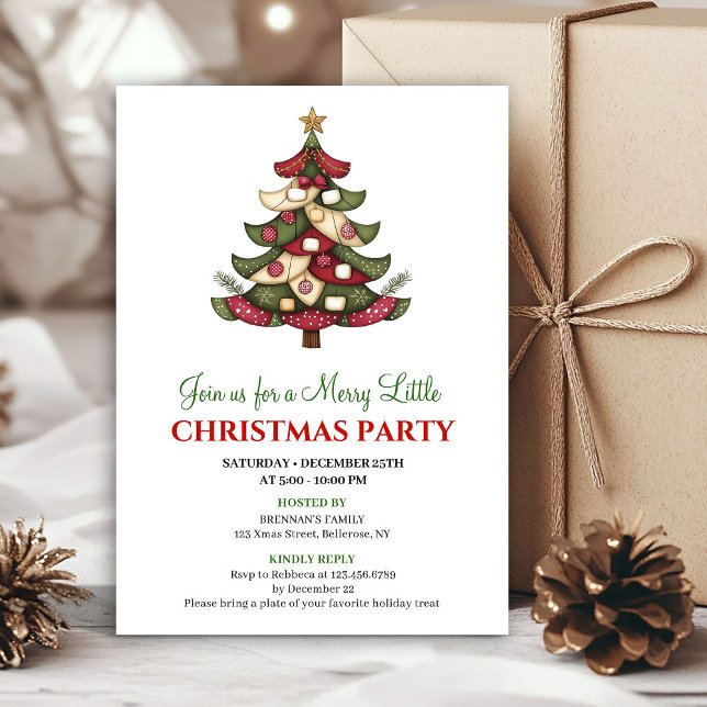 Invitation Célébration de fête d'arbre de Noël artistique mod (Modern artistic Christmas tree party celebration)