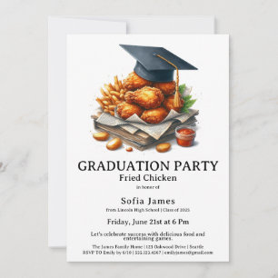 Invitation Célébration de fête de fin d'études au poulet frit