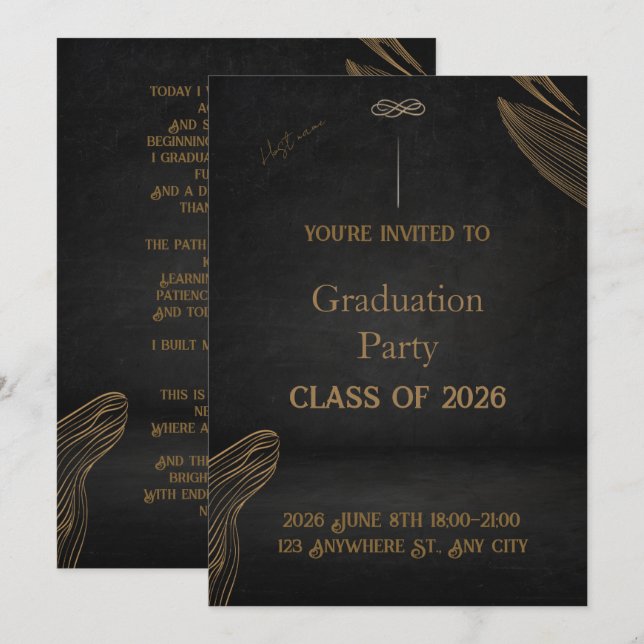 Invitation Célébration de fête de fin d'études – Un jalon élé (Devant / Derrière)