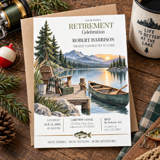 Invitation Célébration de fête de retraite de pêche au lac vi