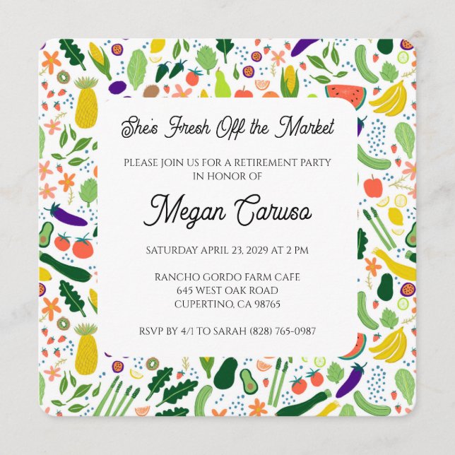 Invitation Célébration de fête de retraite FRAIS DU MARCHÉ  (Devant)