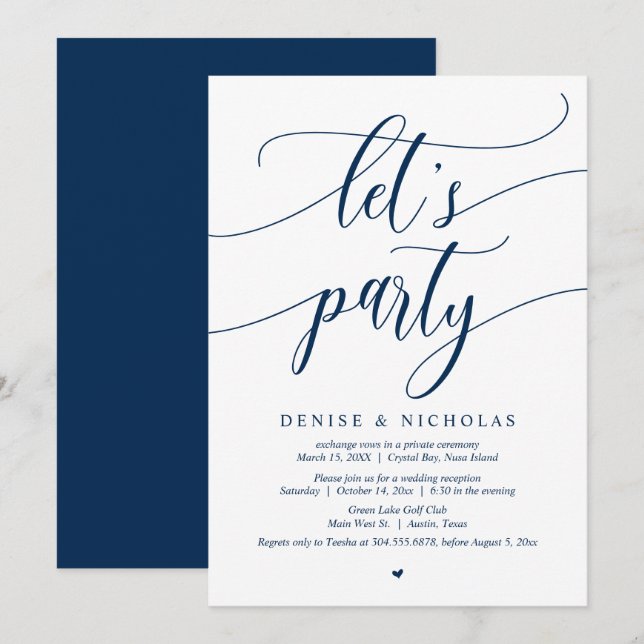 Invitation Célébration de fuite amoureuse de mariage, Invitat (Devant / Derrière)
