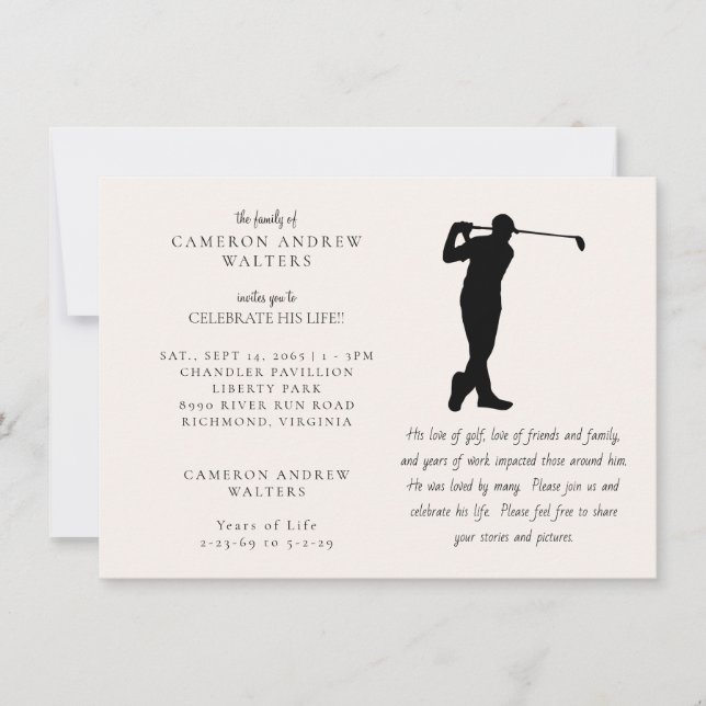 Invitation Célébration de golf de la vie (Devant)