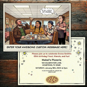 Invitation Célébration de groupe amusante à la pizzeria