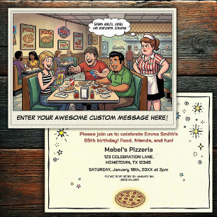 Invitation Célébration de groupe amusante à la pizzeria