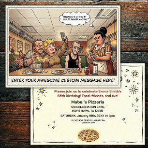 Invitation Célébration de groupe amusante à la pizzeria