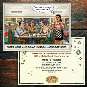 Invitation Célébration de groupe amusante à la pizzeria