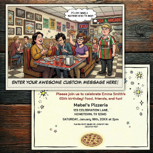 Invitation Célébration de groupe amusante à la pizzeria