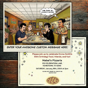 Invitation Célébration de groupe amusante à la pizzeria