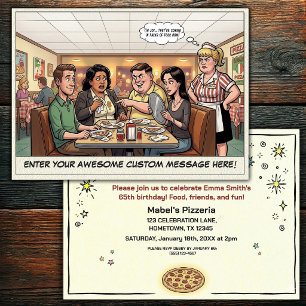 Invitation Célébration de groupe amusante à la pizzeria