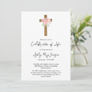 Invitation Célébration de la Croix de Rose Funérailles de la