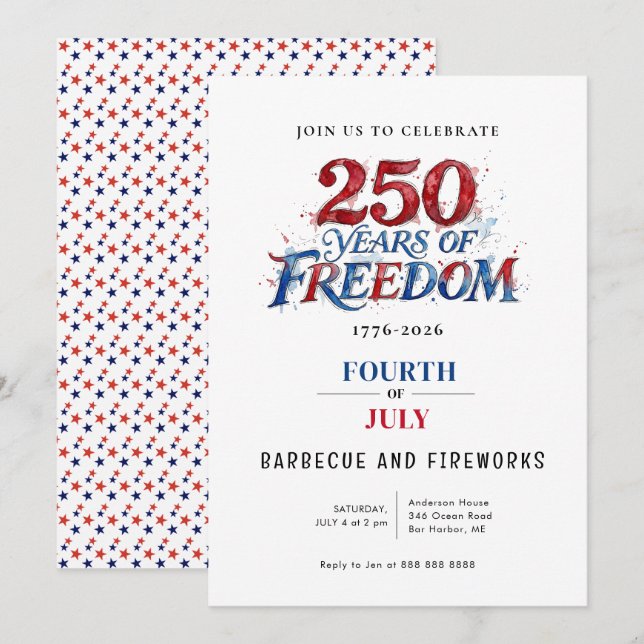 Invitation Célébration de la fête America 250 (Devant / Derrière)