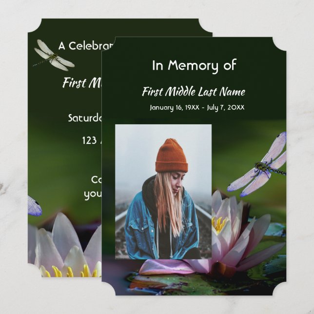 Invitation Célébration de la Fleur Lotus de la Dragonfly du s (Devant / Derrière)