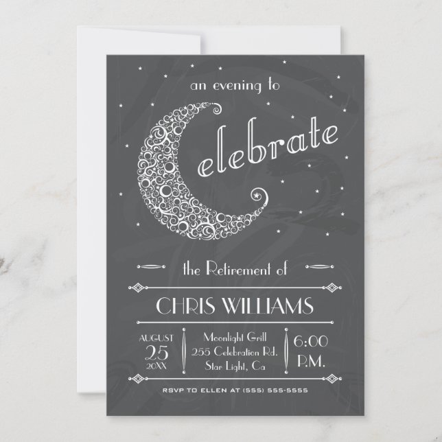 Invitation Célébration de la Lune Élégante - Tableau noir (Devant)
