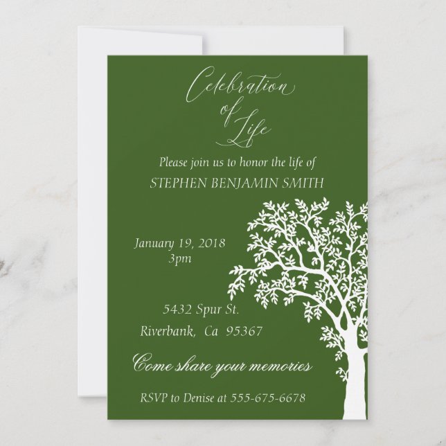 Invitation Célébration de la mémoire de l'arbre blanc (Devant)