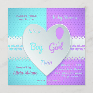 Invitation Célébration De La Naissance Du Baby shower Twins