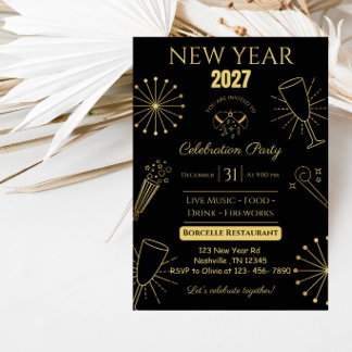 Invitation Célébration de la Nouvelle Année - Compte à rebour