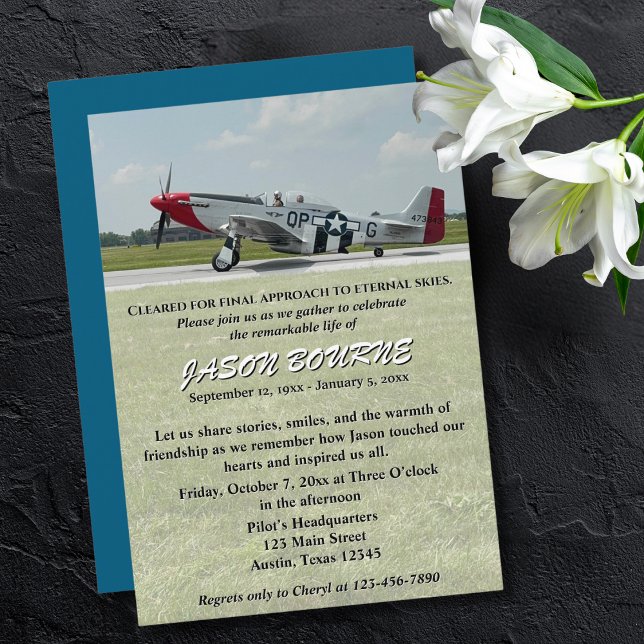 Invitation Célébration de la photo de funérailles mémoriales  (Créateur téléchargé)