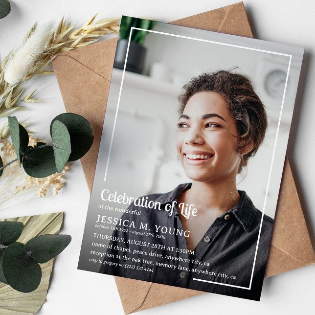 Invitation Célébration de la photo de la mémoire funéraire (Créateur téléchargé)