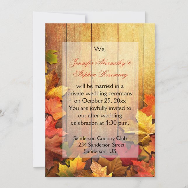 Invitation Célébration de la Réception des Feuilles d'Automne (Devant)