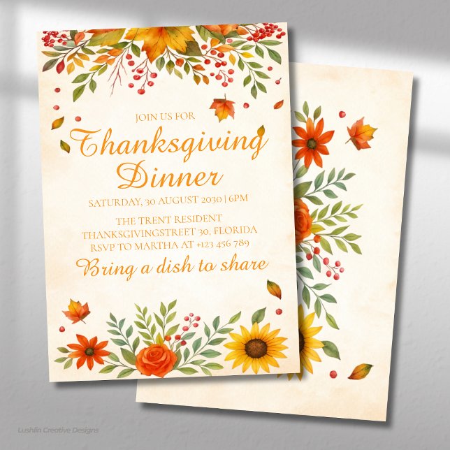 Invitation Célébration de la récolte d'automne Dîner de Thank (Créateur téléchargé)