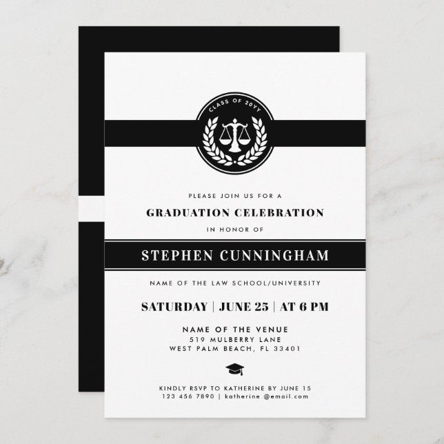 Invitation Célébration de la remise des diplômes de l'école d (Devant / Derrière)