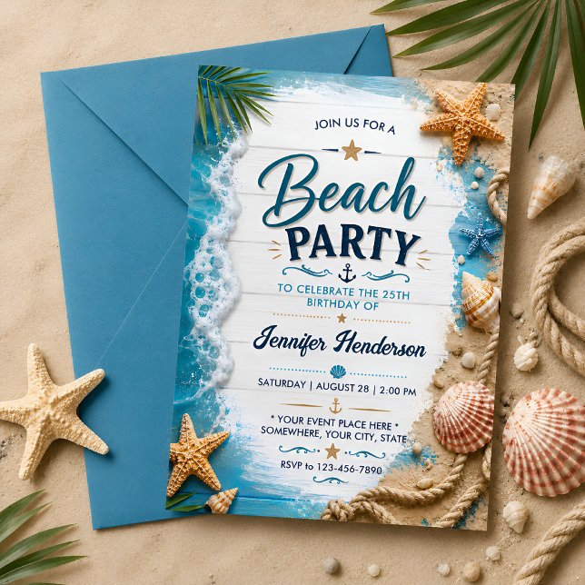 Invitation Célébration de la rive aux étoiles de mer (Créateur téléchargé)
