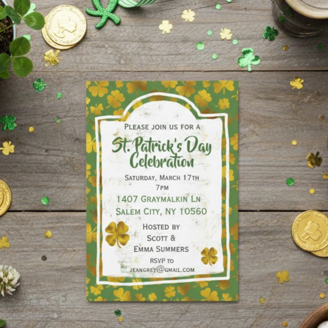 Invitation Célébration de la Saint-Patrick Trèfle Shamrock en (Créateur téléchargé)