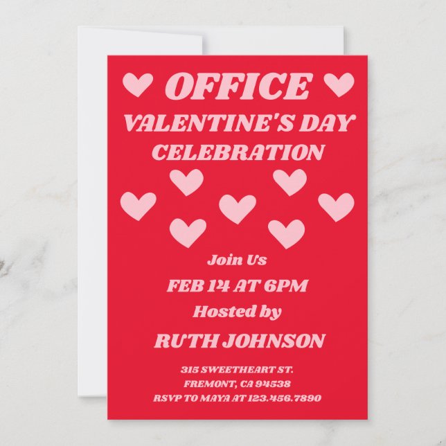 Invitation Célébration de la Saint-Valentin au bureau (Devant)