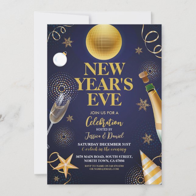 Invitation Célébration de la Soirée de l'or 2024 du Nouvel An (Devant)