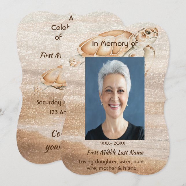 Invitation Célébration de la Tortue de mer de Beach Service (Devant / Derrière)