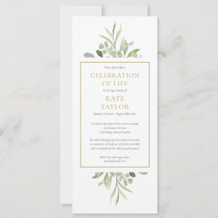 Invitation Célébration de la verdure de la vie Service funéra