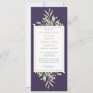 Invitation Célébration de la verdure Service funèbre de la vi