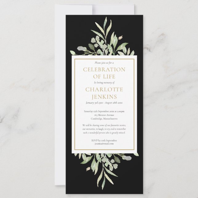 Invitation Célébration de la verdure Service funèbre Invi (Devant)