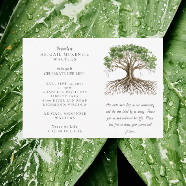 Invitation Célébration de la vie Arbre de Vie Racines Profond (Créateur téléchargé)