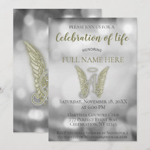 Invitation Célébration de la vie - Argent et Or
