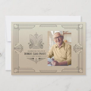 Invitation Célébration de la vie Art Déco Aigle Photo Masculi