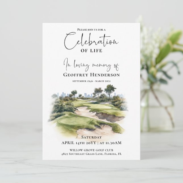 Invitation Célébration de la vie au parcours de golf (Debout devant)