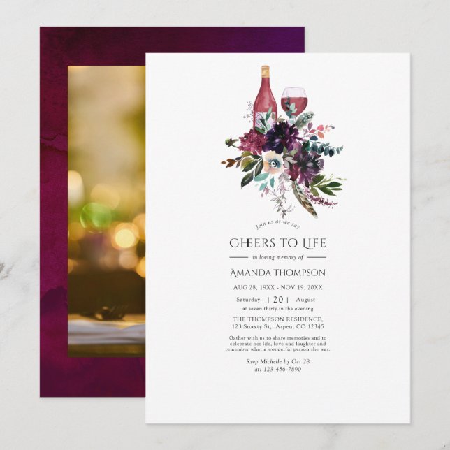 Invitation Célébration de la vie autour d'une dégustation de  (Devant / Derrière)